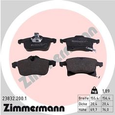 Комплект тормозных колодок, дисковый тормоз ZIMMERMANN 23832.200.1