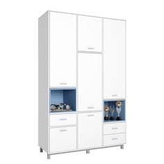 Детский шкаф трехсекционный Polini kids Mirum 2335, белый, голубой
