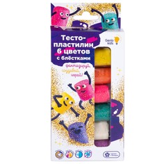Набор для детской лепки "Тесто-пластилин с блёстками", 6 цветов Genio Kids