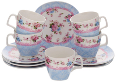 Кофейный набор Lorane 24756 Голубой, белый, розовый Loraine