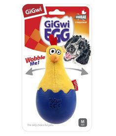 Мягкая игрушка для собак GiGwi Цыпленок неваляшка с пищалкой, длина 14 см