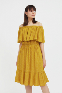 Пляжное платье женское Finn Flare S21-110106 желтое 3XL
