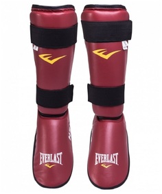 Защита голени и стопы для рукопашного боя Everlast HSIF PU S красная