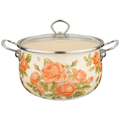 Кастрюля эмалированная Аgness со стеклянной крышкой, 5,2л, диа.22 см 915-078 Agness
