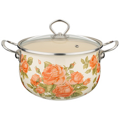 Кастрюля эмалированная Аgness со стеклянной крышкой, 4,0л, диа.20 см 915-077 Agness