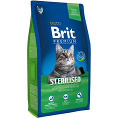 Сухой корм для кошек Brit Premium Sterilised, для стерилизованных, курица, печень, 8кг Brit*