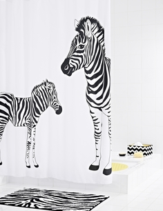 Штора для ванных комнат Zebra белый/черный 180Х200 Ridder