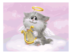 Раскраска по номерам Белоснежка Котёнок-ангелочек