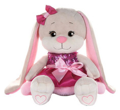 Мягкая игрушка "Зайка Jack&Lin в Розовом Платьице с Пайетками и Мехом, 20 см Maxitoys