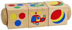 Развивающая игрушка Десятое Королевство Кубики деревянные на оси Цвет 3 кубика