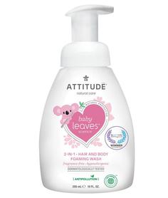 Детская пенка 2 в 1 ATTITUDE baby leaves для мытья волос и тела, без запаха, 295 мл