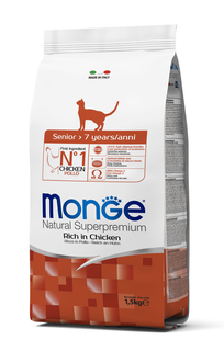 Сухой корм для кошек Monge Cat Senior, курица, 1.5кг