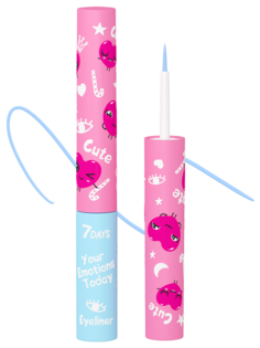 Подводка для век 7DAYS жидкая, голубая Уour Emotions Today Cute 205 Blue Sky, 4,8 мл
