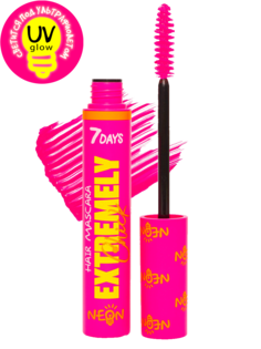 Тушь 7DAYS, для волос розовая светящаяся EXTREMELY CHICK UVglow Neon 601 Electric, 10 мл