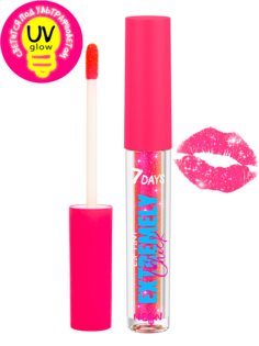 Тинт для губ 7DAYS светящийся с шиммером EXTREMELY CHICK UVglow Neon 201 Pop-rose, 2,5мл