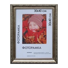Рамка премиум 30х40 см, пластик, багет 33 мм, "Dorothy", серебро No Brand