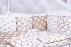 Комплект в кроватку 15 предметов (3+12 подушек-бортиков) AmaroBaby SOFT (коричневый, бязь)