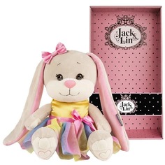 MaxiToys Мягкая игрушка - Зайка Jack&Lin в радужном платье, 25 см
