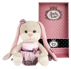 MaxiToys Мягкая игрушка - Зайка Jack&Lin в вечернем розовом платье, 25 см