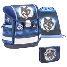 Ранец Belmil Classy Wolf Moon, Ночной волк, синий, с наполнением