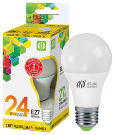 Лампочки ASD A60 E27 24W 3000K LED-A60-standard
