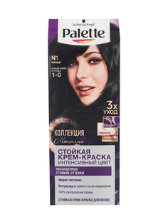 Стойкая крем-краска для волос Palette N1 (1-0) Чёрный, защита от вымывания цвета, 110 мл