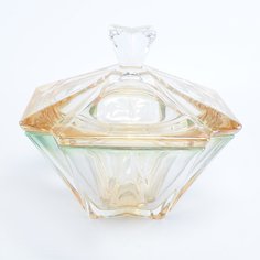 Конфетница с крышкой зеленая Bohemia Gold Metropolitan 22 см