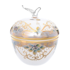 Конфетница с крышкой Star Crystal Лепка белая 15,5см