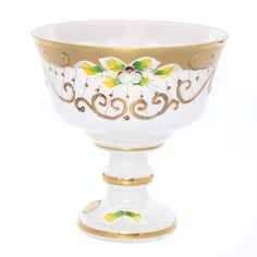 Конфетница на ножке Star Crystal Лепка белая 13см