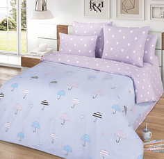 Постельное белье Mercury Home «Зонтики» Евро Поплин 2 наволочки 50x70