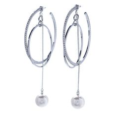 Серьги из бижутерного сплава с жемчугом/кристаллами Moon Paris MB-21.07-032