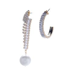 Серьги из бижутерного сплава с жемчугом/кристаллами Moon Paris MB-21.07-022