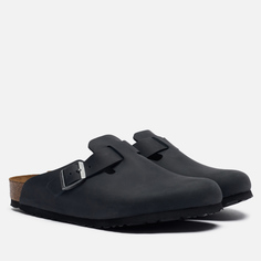 Шлепанцы женские Birkenstock Boston Leather черные 3 US