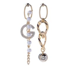 Серьги из бижутерного сплава с жемчугом/кристаллами Moon Paris MB-21.07-001