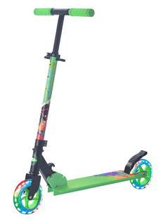 Самокат Sportsbaby Street Art MS-140 зеленый со светящимися колесами