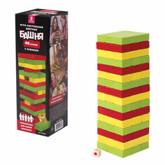 Настольная игра Зефирка ЦВЕТНАЯ БАШНЯ, 48 деревянных блоков + кубик,ЗОЛОТАЯ СКАЗКА,662295