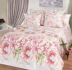 Постельное белье Mercury Home «Пионы» 1.5 спальный Поплин 4 наволочки