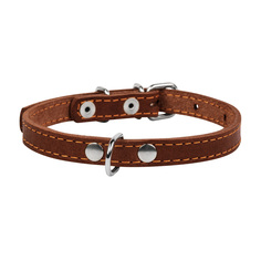 Ошейник для собак Collar одинарный, кожаный, коричневый, 20 мм х 32-40 см