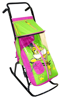 Санки-коляска R-Toys Снегурочка 2-Р Бельчонок, сиреневый/салатовый