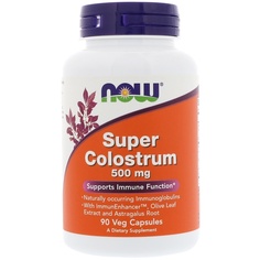NOW Super Colostrum 500 мг (90 капсул) - Супер колострум, источник иммуноглобулинов