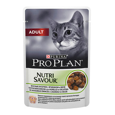 Влажный корм для кошек PRO PLAN Nutri Savour Adult, ягненок в желе, 85г