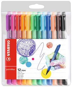 Ручки капиллярные "PointMax", 12 цветов Stabilo