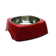 Одинарная миска для кошек и собак Dog Fantasy квадрат, металл, красный, 1.4 л