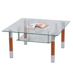 Стол журнальный, стекло/дерево/металл, Кристалл - ПК (П), 1000х600х417 мм, хром, 1116 No Brand