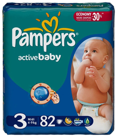 Подгузники Pampers Active Baby-Dry Midi 4 (4-9 кг), 82 шт.