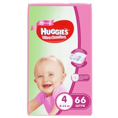 Подгузники Huggies Ultra Comfort для девочек 4 (8-14 кг), 66 шт.