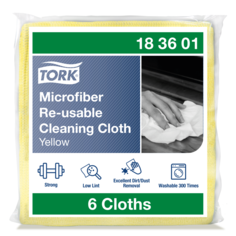 Многоразовая очищающая салфетка Tork, микрофибра, желтый, 6 штук
