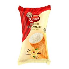 Мороженое пломбир Соло в вафельном рожке ванильное бзмж 80 г Solo