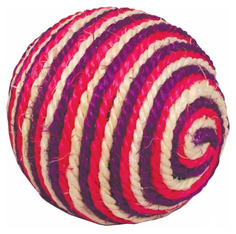 Мяч для кошек Triol Шарик сизаль, бежевый, розовый, фиолетовый, 9.5 см