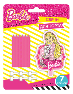 Росмэн 28310 свечи д/торта с подст "барби", 1 фигурная + 6шт*6см